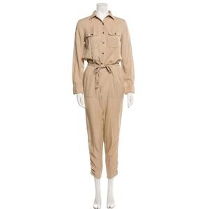 Lauren Ralph Lauren LRL Overall Jumpsuit Womens 4 Collared Lyocell Ruched Ankle